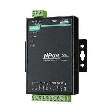 NPort 5232-T 2-портовый асинхронный сервер RS-422/485 в Ethernet с расширенным диапазоном температур MOXA